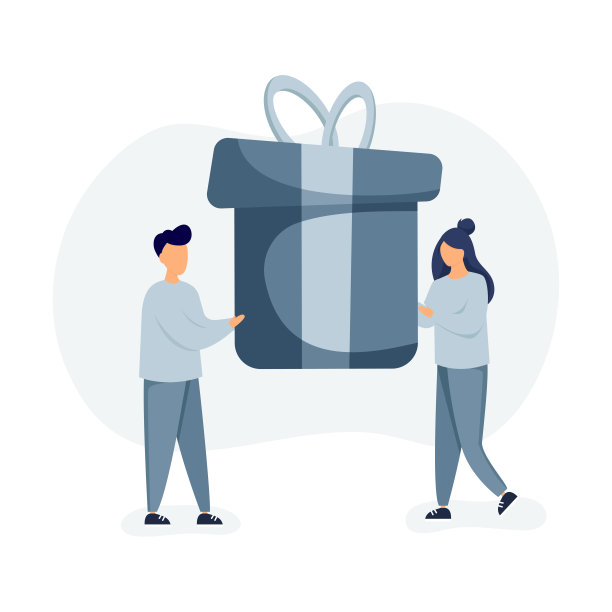 生日派对概念，准备礼物。人们庆祝生日，男人和女人拿着大礼物。图片下载