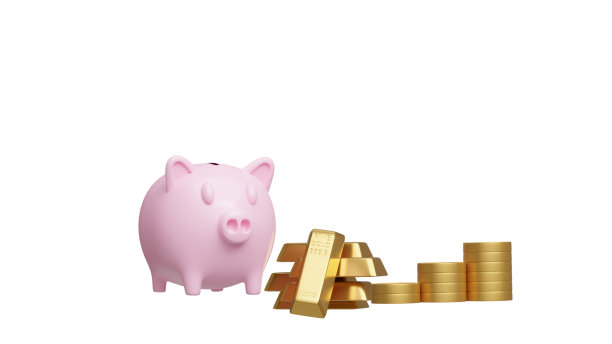 装满硬币的存钱罐。为未来存钱的概念。三维渲染图片下载