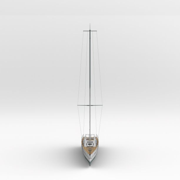 一艘小白帆船，3d渲染图片下载