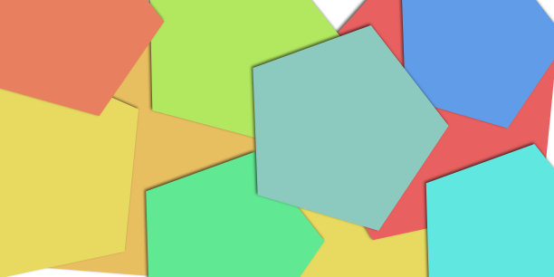 白色背景上彩色五边形的插图图片下载