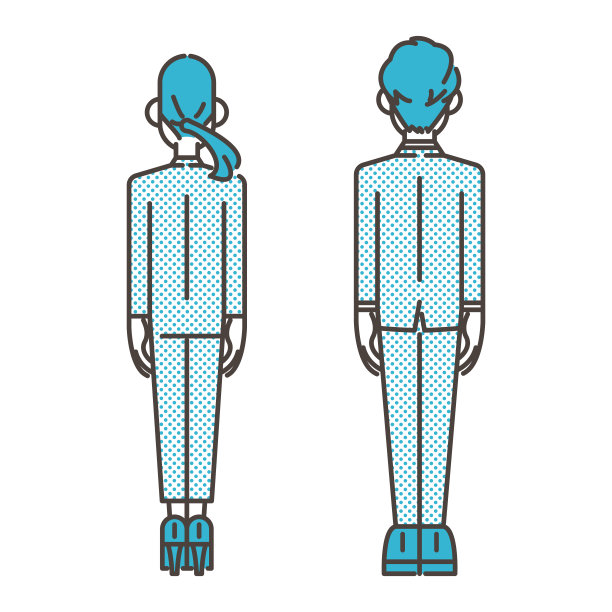 男女商人的后视图[矢量插图]。图片下载