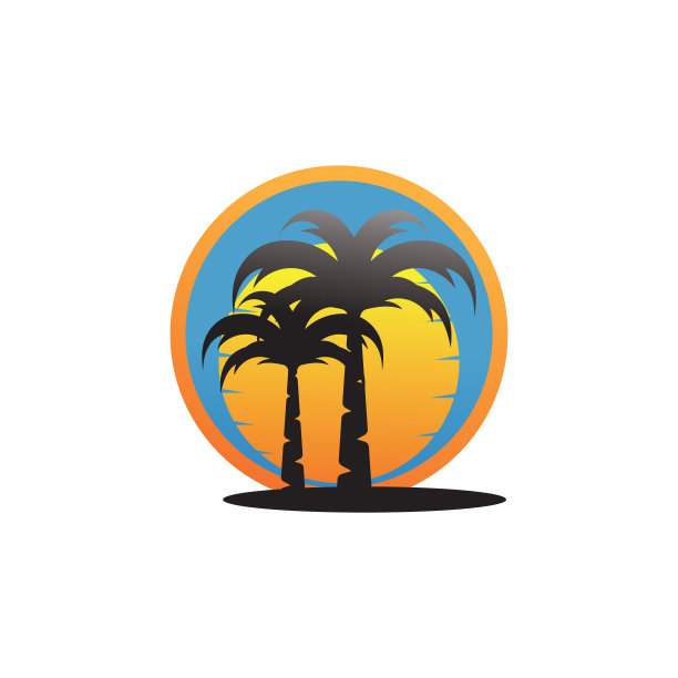 棕榈树夏季标志模板图片下载