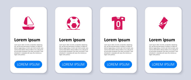 游泳，足球运动衫和t恤，足球和游艇帆船设置鳍。业务信息图模板。向量图片下载