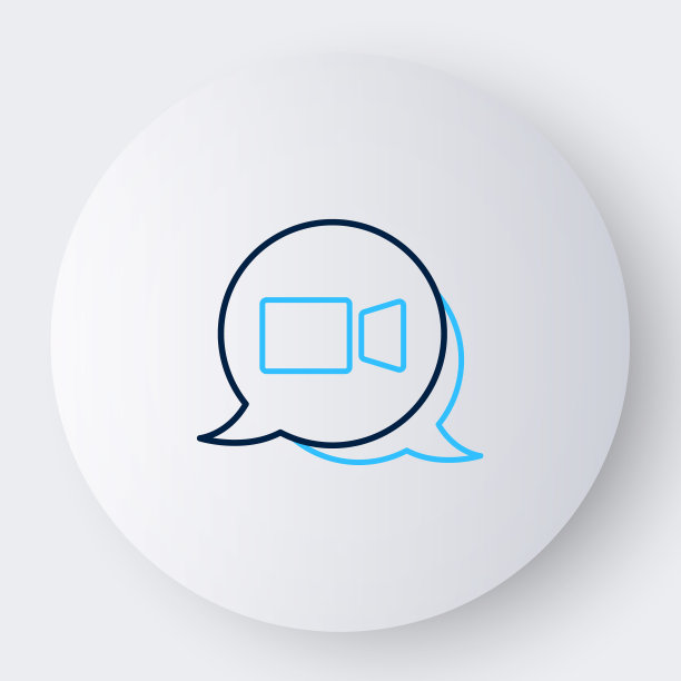 视频聊天会议图标孤立在白色背景上。在线会议工作在家。远程项目管理。彩色轮廓概念。向量图片下载