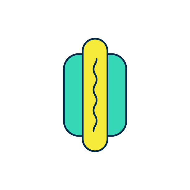 填充轮廓热狗三明治图标孤立的白色背景。香肠图标。快餐标志。向量图片下载