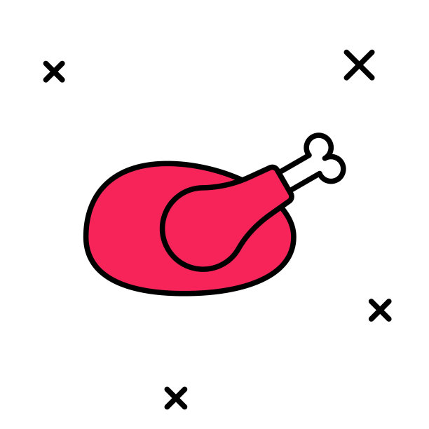 填充轮廓烤火鸡或鸡图标孤立在白色背景。向量图片下载