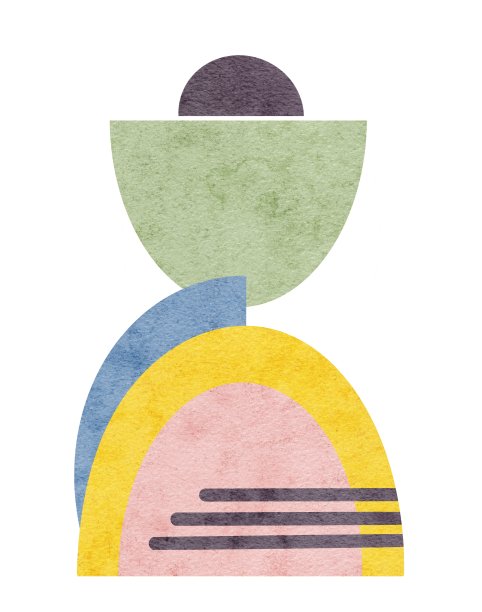 现代抽象构图与几何形状，水彩纸纹理。图片下载