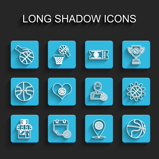 集行体育店和篮球，篮球上的体育日历，手与，位置，心，规划战略概念和球员图标。向量图片下载