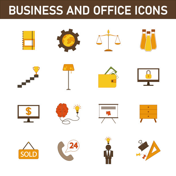 一套扁平的商业图标图片下载