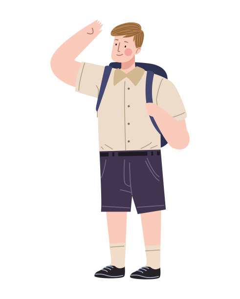 金发学生男孩和书包图片下载