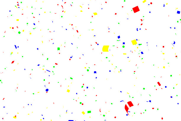 白色背景上的五彩纸屑与剪辑路径图片下载