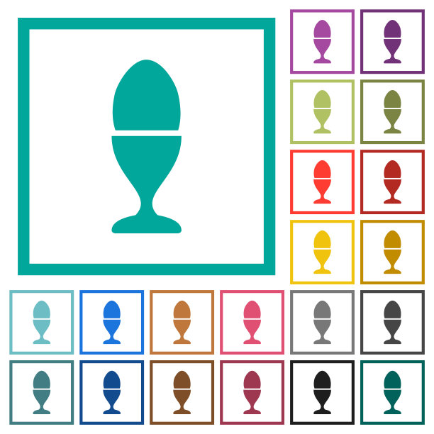 鸡蛋在鸡蛋持有人固体平面彩色图标象限框架图片下载