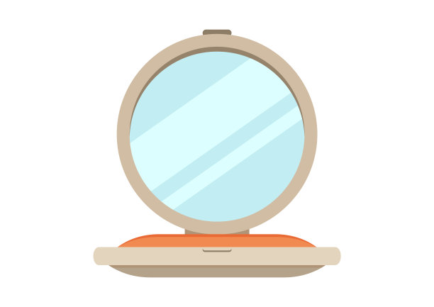 化妆镜上的白色背景矢量剪贴画图片下载