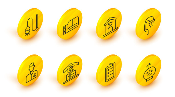 集线宠物洗发水，美容沙龙价目表，美容，兽医，淋浴，狗屋和爪印，毛巾堆和猫玩具图标。向量图片下载