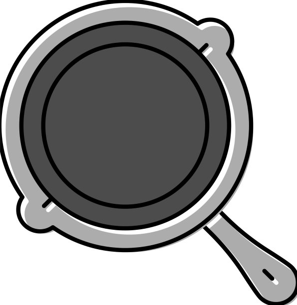 铸铁煎锅厨房炊具颜色图标图片下载