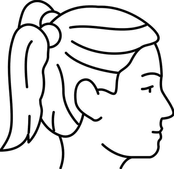 辫子发型女性线条图标图片下载