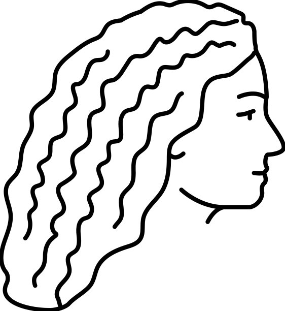 卷曲的女性发型女性线条图标图片下载