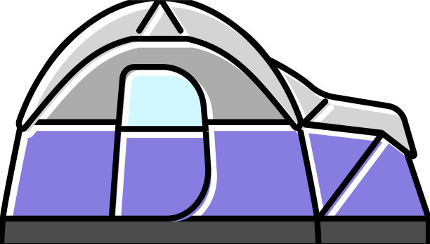 露营帐篷度假的颜色图标图片下载