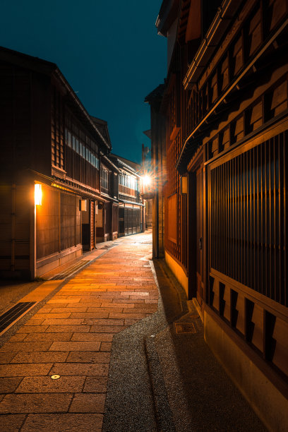 夜摄于日本金泽艺伎区东茶屋图片下载