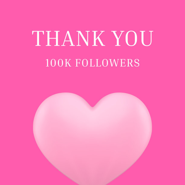 感谢10万粉丝互联网社区庆祝粉红心设计模板现实矢量图片下载