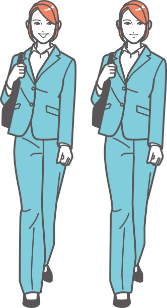 行走的女商人，全身肖像。图片下载