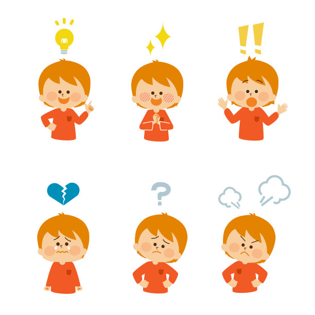 表情男孩插画集素材图片下载