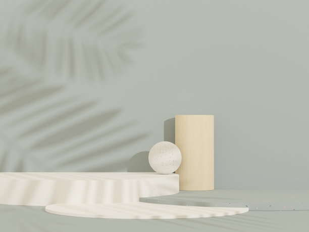 三维抽象白色平台展示产品和化妆品与水磨石理念的概念。最小的平台模拟和广告。渲染网页横幅的几何设计场景。图片下载