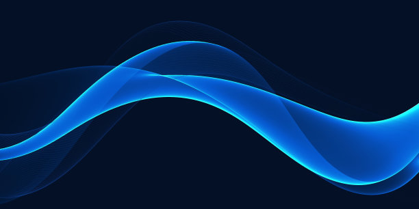 平滑流动的波浪形状与梯度抽象背景，深蓝色设计曲线线能量运动，放松的音乐声音或技术图片下载
