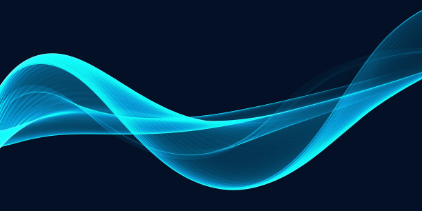 平滑流动的波浪形状与梯度抽象背景，深蓝色设计曲线线能量运动，放松的音乐声音或技术图片下载