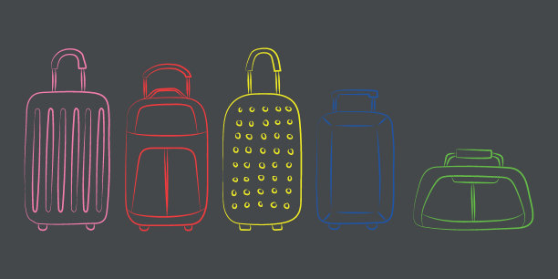 黑色背景上涂鸦风格的手提箱图片下载