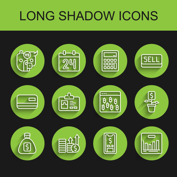 集线钱袋，金融增长和美元，股票市场的牛熊，移动与，饼图信息图，识别徽章，美元植物和比特币浏览器图标。向量图片下载