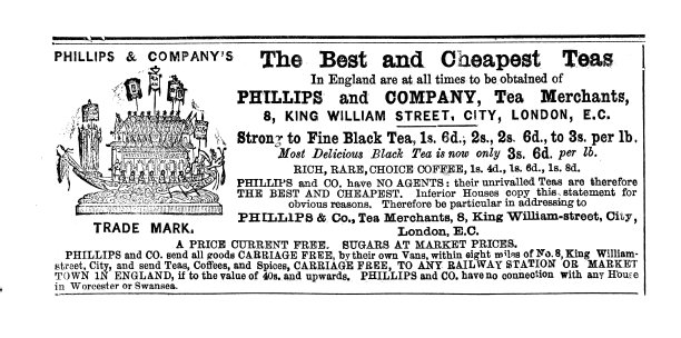 19世纪广告菲利普茶商伦敦国王威廉街;1867年英国技工图片下载