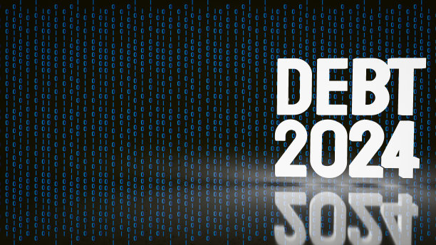 债务2024在数字背景上的业务概念3d渲染图片下载