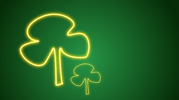 圣帕特里克节霓虹灯三叶草叶子背景图片下载