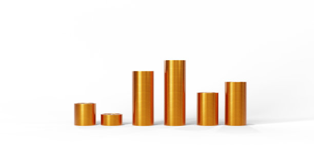 3d硬币金钱堆叠在白色背景。图片下载