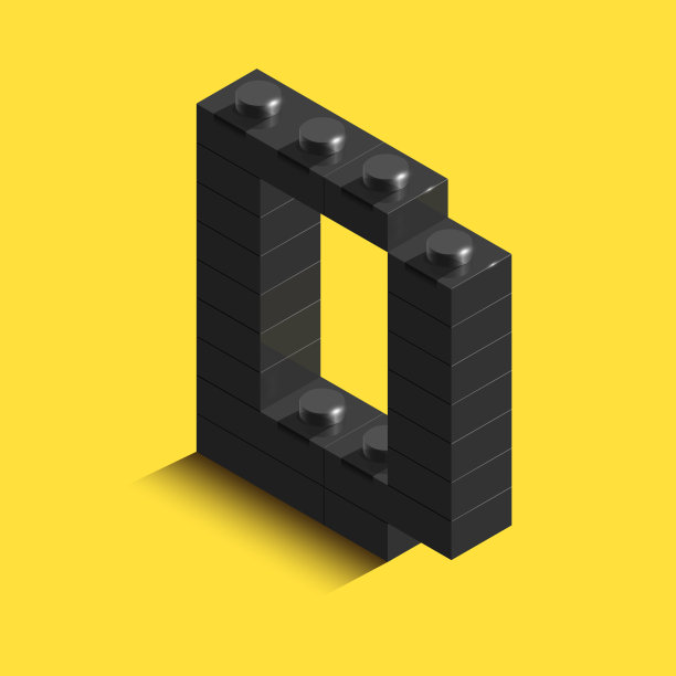 3d等距字母D从乐高积木。三维等距塑料字母从乐高积木图片下载