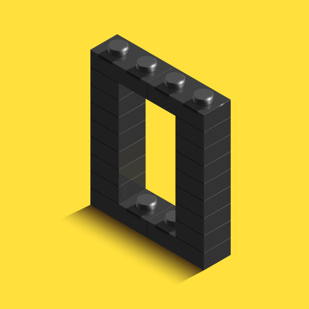 3d等距字母O的乐高积木。三维等距塑料字母从乐高积木图片下载
