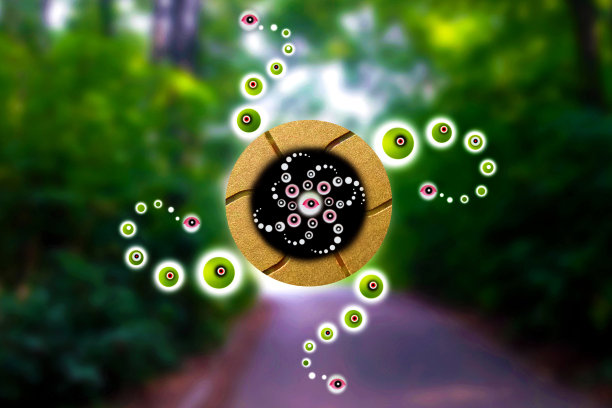 LSD几何旅行幻觉在图案和圆圈的形式在眼睛里，一个超自然的病毒寄生虫来自另一个世界图片下载