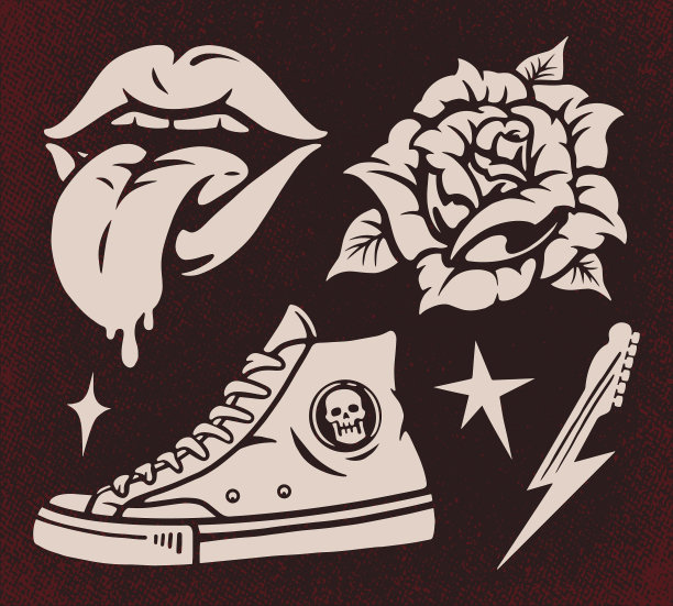 摇滚套装贴纸图片下载