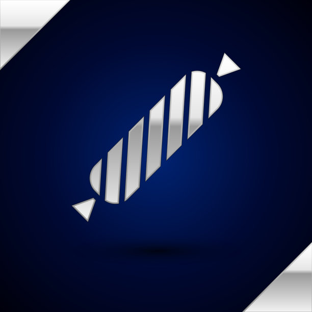 银色糖果图标孤立在深蓝色背景图片下载