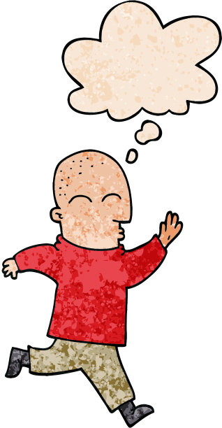 卡通人奔跑与垃圾质感风格的思想泡泡图片下载