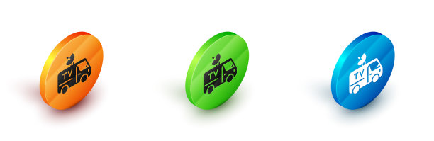 等距电视新闻车，车顶装有设备图片下载