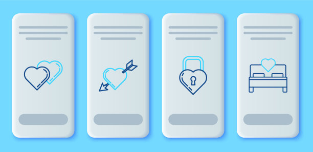 设置线爱情符号与心和箭城堡图片下载