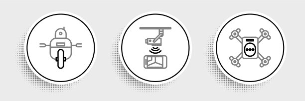 设定线无人机飞行与行动相机机器人图片下载