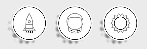 设置线太阳火箭飞船和宇航员头盔图片下载