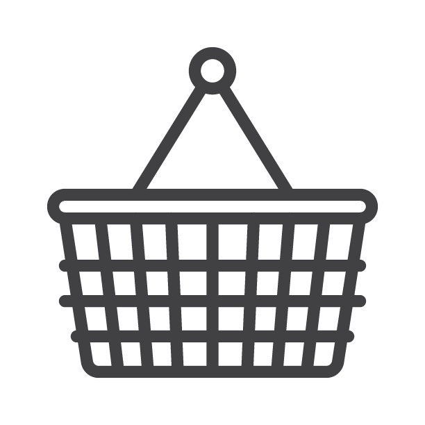 购物篮与处理线图标图片下载