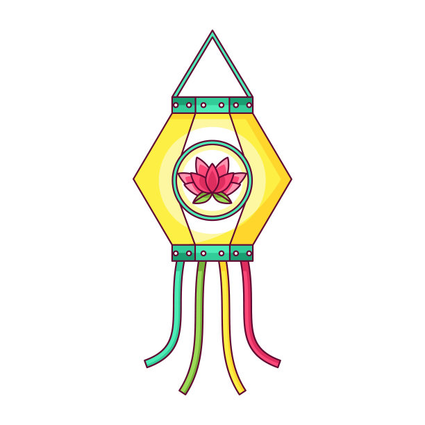 矢量排灯节可爱的吊灯插图孤立图片下载