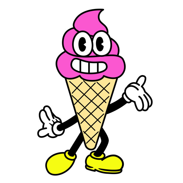 矢量卡通有趣的冰淇淋人物吉祥物孤立图片下载