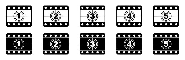 电影倒计时矢量图标。复古电影倒计时。倒计时帧。向量图片下载