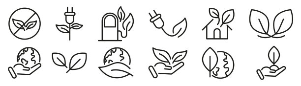 生态友好的线路图标设置。生态世界。环保的概念。线性生态图标。图片下载